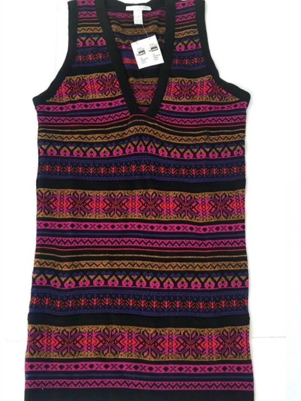The Limited Wool Dress Womens Size Large Pink Stripe Boho Faire Isle Nordic Fall